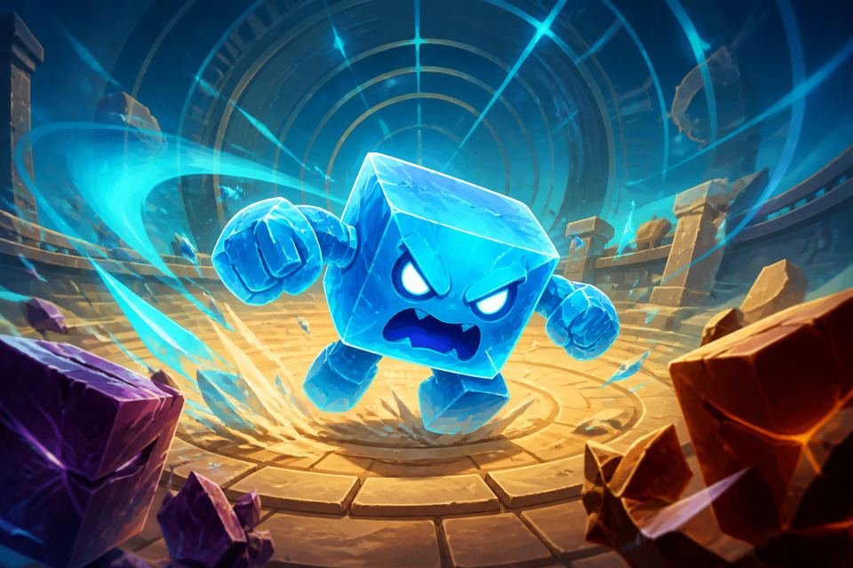 Modo por tempo: cubo de gelo disparando na arena
